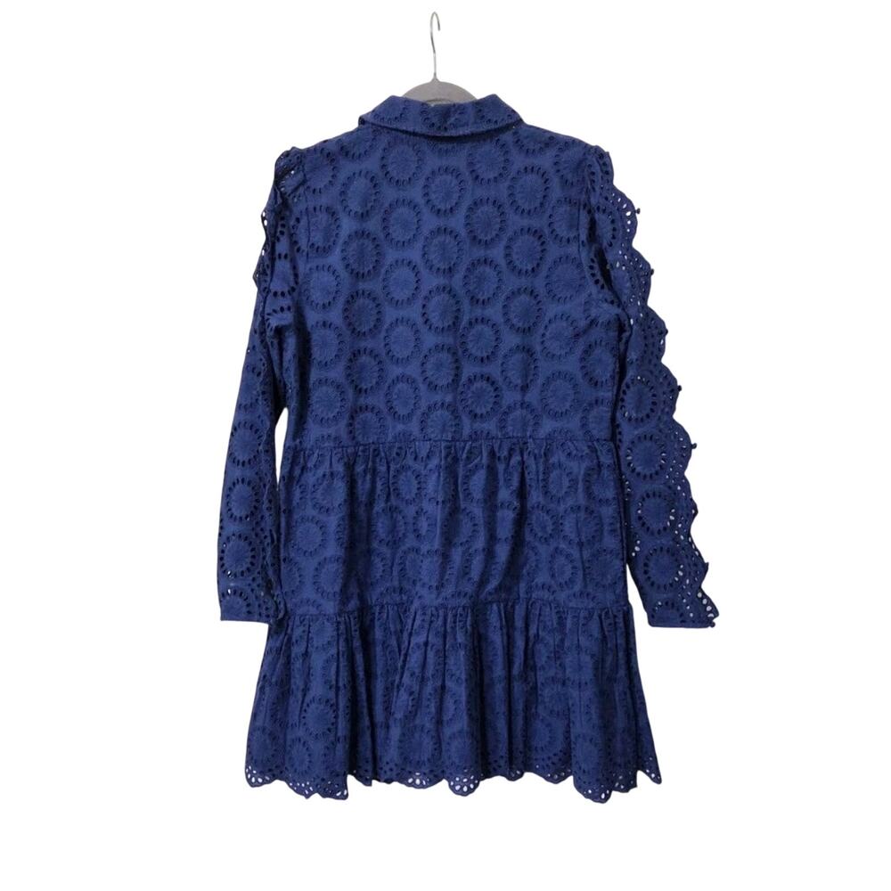 Figue Isabella Blue Eyelet Embroidered Cutout Sleeves Boho Mini Dress, Size XL - Picture 12 of 16